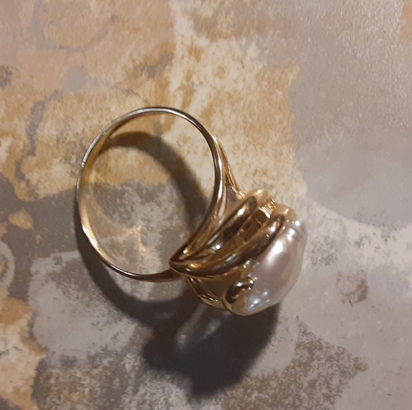 SALE PRICE☆☆☆14k LAKE BIWA PEARL RING Unique & Lustrous sz 9 4.5 grams - Picture 5 of 6